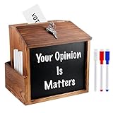 Holz Vorschlagsbox - Spendenbox Abschließbar, Wahlurne Spendenbox, Kommentarbox Abschließbare Spendenbox Losbox, Vorschlagsbox für Kommentare Stimmzettel Spenden(21 * 20 * 16CM)