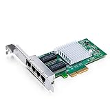 10Gtek® Gigabit PCIE Netzwerkkarte I350-T4 - Intel I350 Chip, Quad RJ45 Ports, 1Gbit PCI Express Ethernet LAN Card, 10/100/1000Mbps NIC für Windows Server, Windows 7/ 8/ 10, XP und Linux