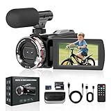 Videokamera 4K Camcorder 48MP 60FPS Vlogging Kamera für YouTube 3.0'' 270°Drehbarer Screen, 21X Digital Zoom Video Kamera mit 64 GB SD-Karte, 2 Batterien, Externem Mikrofon