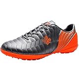 Saekeke Fussballschuhe Kinder FG/TF Fußballschuhe Jungen Low Top Trainingsschuhe Für Unisex-Kinder, Grau Orange Tf , 40 EU