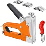 3-in-1-Klammerpistolen-Set, Hochleistungs-Handhefter mit Klammerentferner und 3000 Klammern, Handtacker mit Kraftregulierung für Bau, Holzbearbeitung, Polstermöbel und Handwerk