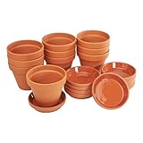 VBS Blumentopf TERRAKOTTA mit Untersetzer 10 Paar hochwertig langlebig Tontöpfe mit Bodenloch Pflanztopf Pflanzkübel Töpfe Tontopf Sukkulenten Anzuchttöpfe DIY Ø 10 cm