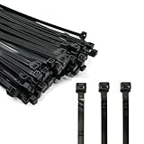 ERKO Kabelbinder Schwarz 200 x 4,8 mm Set 100 Stück UV-beständig, Für Kabelmanagement, Gartenarbeit, Wohnen, Werkstätten