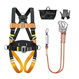 JAOGAUS Auffanggurt Absturzsicherung Sicherheitsgurt mit Lendenpolster – Doppelseile & Falldämpfer, 140 kg Max, EN Zertifiziert, Fallschutz Sicherheitsgeschirr für Dachdecker, Bau & Klettern Herren