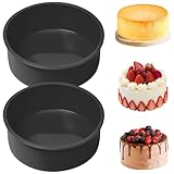 YXHZVON Silikon Backform 15 cm, 2 Stücke Silikon-Motivbackform Rund, Backform für Heißluftfritteuse, Kuchenform für Kuchen und Brote, Schwarz