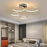 LED Deckelencuhte Gold Schlafzimmer Lampe Modern Dimmable Deckenlampe Wohnzimmer Leuchte mit Fernbedienung Minimalistisch Rund Ring Design 3000K-6000K Wohnzimmerlampe Schlafzimmerleuchte (4 Ring-60W)