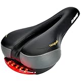 DAWAY C66 Bequemer Fahrrad Sattel - Schwarzer MTB/Rennrad Sattel für Herren, Damen & Kinder aus robust PVC-Leder mit Rücklicht, wasserdicht & weich, passend für Mountain-, City- & Rennräder