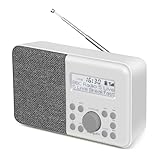 MangoKit MD1 Tragbares DAB+ Radio I Digital radio mit Netz und Batteriebetrieb I DAB Radio I UKW Radio I Küchenradio DAB I Doppelter Wecker I **10h** Batterielaufzeit I 40 Voreinstellungen I Steingrau