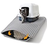 Katzenklo Matte, 60 x 40cm Katzenstreu Matte Doppellagig Katzenmatte Katzenklo rutschfest Matte Katzenklo Unterleger für Toilette Wohnzimmer (Grau)