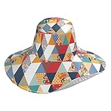 Geometrische Sonnenhüte im Retro-Stil für Frauen, Outdoor, Strand, Gartenarbeit, Bauern, Verteidigung, UV-Sonnenschutz, breite Krempe, Kreatives Patchwork-Muster, verschiedene Farben, Einheitsgröße