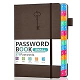 hi!SCI Passwort-Schutzbuch mit bunten alphabetischen Registern, Hardcover-Passwort-Logbuch für Internet-Passwort und Website-Adresse, 10,4 x 15,7 cm, Passwort-Notizbuch für Büro (Schokolade, klein)