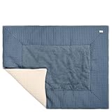 Koeka Laufstalldecke - Laufgittereinlage Für Viereckige Laufgitter - Spieldecke - Krabbeldecke - Amsterdam - Aus Baumwolle - Abwaschbar - Blau/Creme - 75X95 Cm