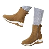 Generisch Western Stiefeletten Mit Absatz Ankle Boots Chelsea Stiefel Cowboystiefel Western-Cowgirl-Stiefel Cowboy Spitz Knöchelstiefel Freizeitschuhe Winter Damenstiefel