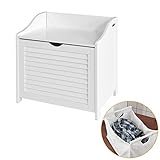 SoBuy FSR40-W Wäschetruhe Wäschebank Wäschekorb Wäschesammler mit Deckel und herausnehmbarem Wäschesack weiß BHT ca.: 50x53x35cm