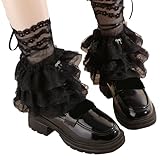 LIbgiubhy Anime Beinärmel mit Spitzenbesatz, atmungsaktive, elastische Wadensocken, bequeme Kostüm Beinstulpen für Cosplay und Alltag, elastische Wadenärmel aus Spitze