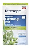 tetesept Meeressalz Erkältungszeit Bad – Gesundheitsbad für die kalte Jahreszeit mit 6 ätherischen Ölen – Wohltuender Badezusatz mit natürlichem Meeressalz – 10 x 80 g