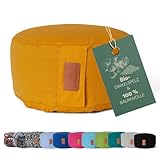 #DoYourYoga rundes Yogabolster - waschbarer Bezug, Bio-Dinkelspelz (KBA) Füllung, 30 x 15 cm, Yoga Kissen für Yin Yoga & Meditation - currygelb