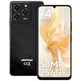 Ulefone Note 20 Pro Handy Android 14 256GB+8GB/1TB SD 50MP+8MP Kamera Octa Core 6000mAh 18W 6,75' HD+ 90Hz 4G Dual SIM Smartphone Ohne Vertrag Fingerabdruck Face ID GPS OTG 2 Jahre Garantie -Schwarz