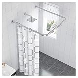 Suixtil Duschvorhangstange U-förmige, ausziehbare Duschvorhangstange aus Edelstahl – verstellbare, Gebogene Badezimmerstange mit Duschvorhang Vorhangstange für Dusche(Silver,90x90x90cm)