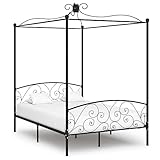 HOMEELIKE Himmelbett-Gestell Schwarz Metall 120 x 200 cm