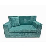 FORTISLINE - Kindersofa ausklappbar 83x47x43cm Oeko-TEX - Spielesofa für Kinder 2in1 - Kindercouch Aufklappen Bettfunktion - Schlafcouch aus Schaumstoff - Kuschel-Cord - Viele Muster (Blau)