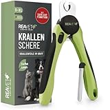 ReaVET Krallenschere für Hunde & Katzen - Inklusive Krallenfeile & Abstandshalter I Edelstahl Krallenzange zur Krallenpflege, Krallenschneider I Nagelschere Nagelknipser Hund