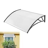 YRHome Vordach für Haustür aus Polycarbonat Transparent Wetterbeständiges Pultvordach 5mm Überdachung für Sonnenschutz und Regenschutz im Außenbereich,150 x 100 cm