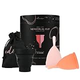 Edicare, Menstruationstasse, Menstrual Cup, Enthält zwei Tassen, 1 Sterilisator und 1 Tragetasche, Medizinisches Silikon, Weich, 100% Sicher (S - Special Edition, S)