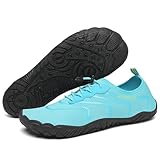 Mishansha Damen Badeschuhe Frauen Sommer Schwimmschuhe Schnell Trocknend Atmungsaktiv Aquaschuhe Unisex rutschfest Outdoor Strandschuhe für Wassersport, Hellblau 43 EU