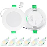 Aurevita LED Einbaustrahler Spots 6PCS, 7W Deckenspots Led Dimmbar, 220V-240V IP44 Deckenleuchte led Für Badezimmer Küche, 3000K/4000K/6500K led einbauleuchten, Weiss 6er Set