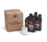 HARLEY-DAVIDSON oder Liqui Moly Motorrad Ölwechsel Set Premium 5 Ölfilter + Motor-Öl 20W-50 (4 L) + O-Ring Dichtung, Chrom