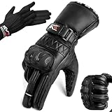 EVO Fitness Motorradhandschuhe Mit Winter Thermo Innenhandschuhen Thinsulate 3M Hipora Carbon Shell Fiber Knuckle Smartphone Touch Kompatibel Winddicht MTB Racing Motocross Allwetter (Schwarz, L)