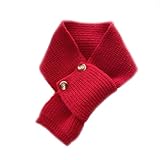 YGSIKY Kurzer Schal mit Kreuzstrick und Knöpfen, Kleiner Strickschal, Damen-Winterkragenschal, Warmer Häkelschal für den Winter, Strickschal mit Knopf für Teenager Mädchen (Red)