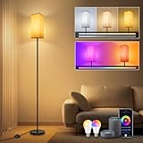 LED Stehlampe,WIFI RGBCW Stehlampe Wohnzimmer,9W E27 Dimmbar Stehlampe,Stehleuchte mit APP,Arbeiten Sie mit Alexa & Google Assistant,DIY-Modus,Musikmodus & Timing-Funktion (Gelb, Fußschalter)