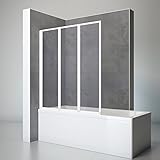 Schulte D1300 04 01 Duschwand Well, 127 x 140 cm, 3-teilig faltbar, Kunstglas Softline hell mit Tropfen-Dekor, alpin-weiß, Duschabtrennung für Wanne
