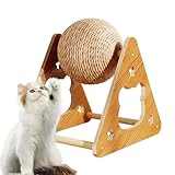Baoqifong Katzenkratzball - Sisal Ball Kratzspielzeug,Vertikales Trainingsrad Mit Holzrahmen Zur Krallenpflege Für Kätzchen Welpen Kaninchen Klettern Indoor Spiel