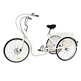 Jerool 26-Zoll-Dreirad für Erwachsene,lastenfahrrad,3-Rad-Cruiser-Fahrrad mit 6 Gängen,Fahrrad,Seniorenfahrrad mit Einkaufskorb und Rückstrahler, geeignet für Picknicks, Einkäufe und Sport im Freien