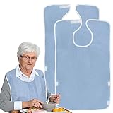 GUTERTOP 2 Stück Lätzchen für Erwachsene, Latz für Senioren, Mehrweg Waschbar Verstellbare Wasserdichte Lätzchen, Erwachsenen Lätzchen mit Krümelfänger, Unisex Kleidungsschutz für Ältere Männer, Fraue