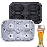 Fußball ball Form | 4-fach 3D-Form - Silikon Form Für Gekühlte Getränke - Für Bar Whisky Cocktails Kaffee Wasser Kühlschrank Gefrierschrank Kuchen Schokolade Süßigkeiten Ball