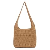 7VSTOHS Stroh Handtasche, Sommer Strand Tasche Damen Schultertasche Damen Crossbody Shopper Korbtasche Groß Schultertasche