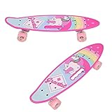 Skateboard Komplett 23×6 Zoll Skateboards Kinder Skateboard Rosa für Mädchen Anfänger Skateboards aus PVC mit PU-Blitzräder (#3 Einhorn)