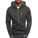 Generic Hoodie Herren,Pullover Herren Zip up Langarm Hoodie mit Kapuze Kapuzenpullover mit Reißverschluss Sweatjacke Kordelzug Casual Sport Herbst Winter Sweatshirt Kapuzenjacke Kapuzenpulli Jacke