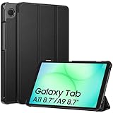 Fintie Hülle für Samsung Galaxy Tab A11/Tab A9 8,7 Zoll 2025/2023 - Schlank Kunstleder Tablet Schutzhülle mit Standfunktion, Schwarz