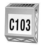 SAFIGLE Solar Edelstahl Hausnummernleuchte Solarbetriebene LED Türschild Lampe Wandleuchte Außenbereich Energieeffizient Schnelle Montage ohne Kabel