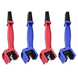 Kettenreinigungsbürste, 4er-Pack Motorrad-Fahrrad-Kettenreinigungsset, Ritzelreinigungsbürste für Mountainbike-Roller, rot und blau
