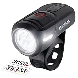 Sigma Aura 45 | LED Fahrradlicht 45 Lux | StVZO zugelassenes, akkubetriebenes Vorderlicht | 3 Leuchtmodi | wetterfestes & wiederaufladbares Frontlicht