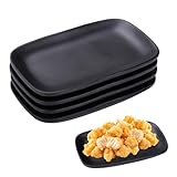imposyu Servierplatten Rechteckig 4 Stück Vorspeisenteller Klein Rechteckige Teller Set Teller Schwarz Matt Platzteller Schwarz Matt Dessertteller für Dessert Snack Obst Beilagen