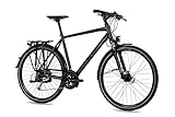 Airtracks Trekking Herren Fahrrad 28 Zoll Trekkingbike TR.2845 Trekkingrad City Bike Shimano 27 Gang ALIVIO RD-M4000 SGS Kettenschaltung Nabendinamo Schwarz Matt - 56cm Körpergröße 175-185cm