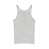 Modisches Damen Tanktop gestreift ärmellos lässiges Camisole Alltag Übereinanderlegen bequeme weiche Stretch-Passform Sommer Basic (White, S)