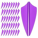 SKISUNO 60 Stück Kunststoff Pfeilfedern Schildförmig Leicht und Stabil Ersatzfedern für Bogenschießen Flugstabilität und Zieltraining Lila